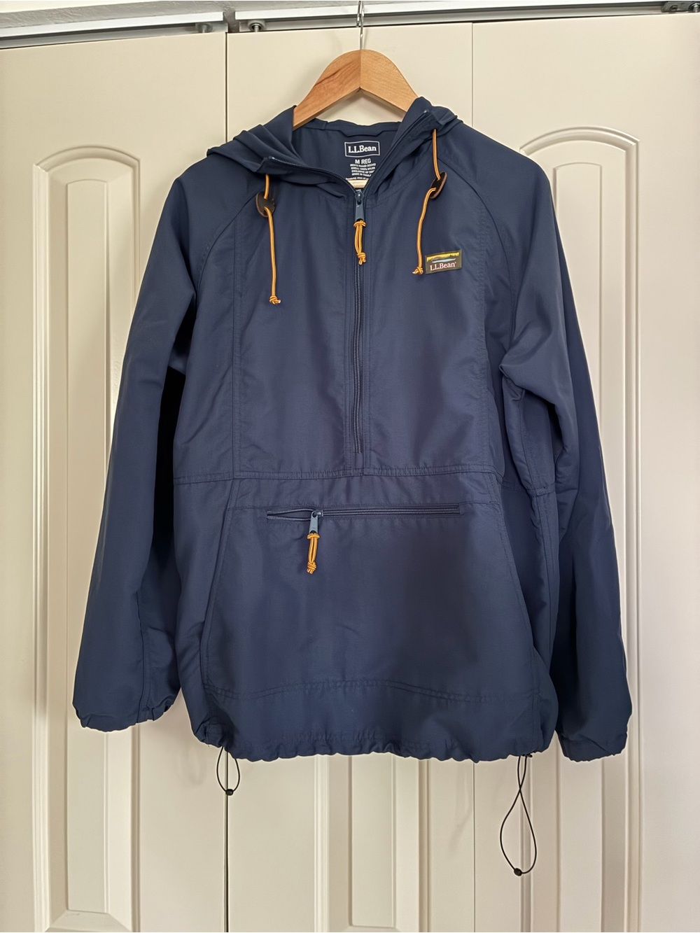 L.L.Bean Navy Hooded Pullover Jacket with White Logo